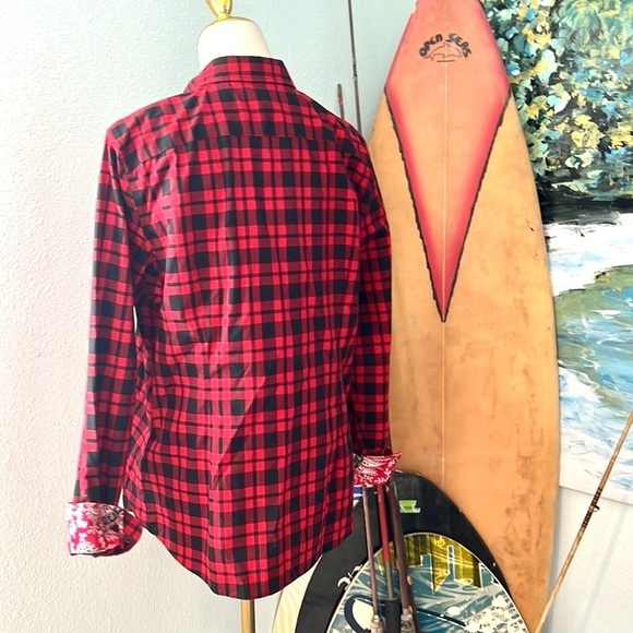 ⭐️Chaps,Ralph Lauren,Top Buffalo Plaid,No-Iron Blouse,Paisley Trim Shirt,Size XL - Picture 7 of 15